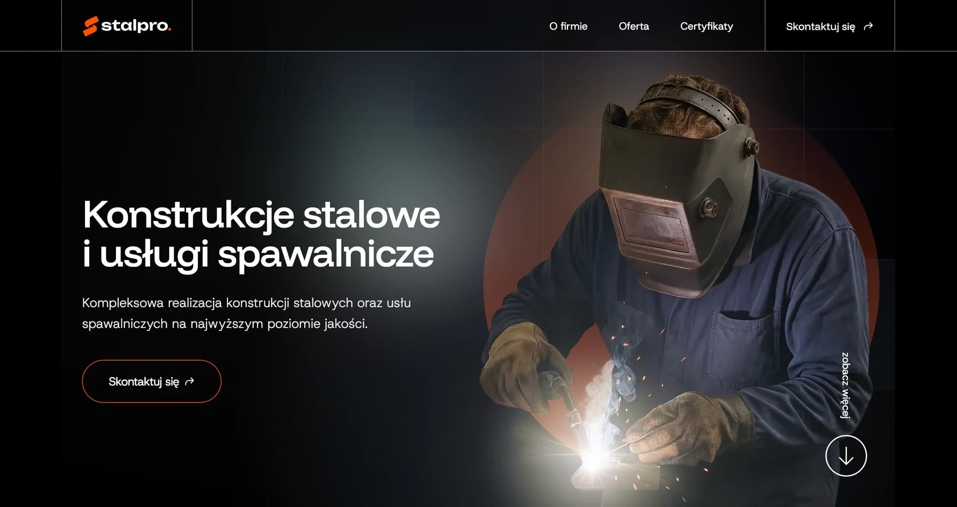 Strona firmy Stalpro zajmującej się konstrukcjami stalowymi